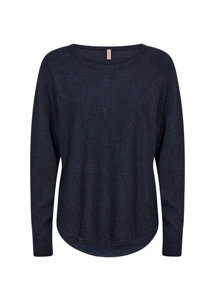 Soyaconcept Knitted Button Back Top in Navy