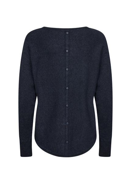 Soyaconcept Knitted Button Back Top in Navy