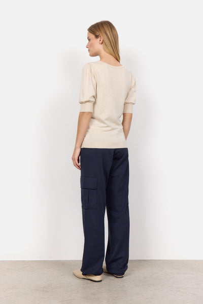 Soyaconcept Short Sleeve Knit Top in Beige