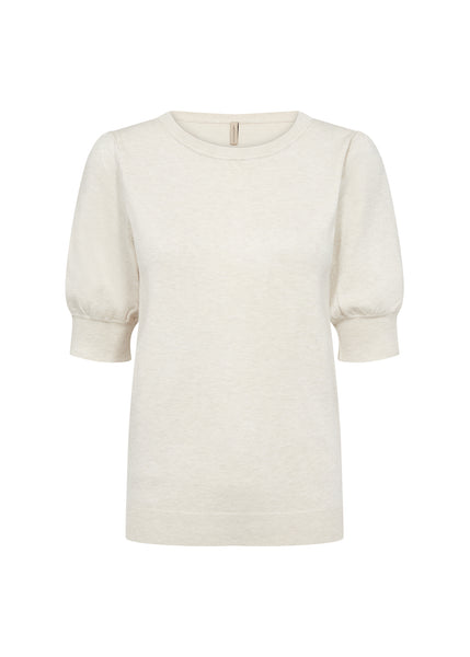 Soyaconcept Short Sleeve Knit Top in Beige