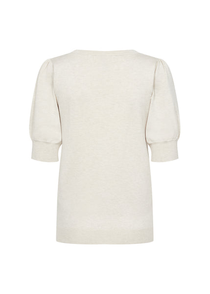 Soyaconcept Short Sleeve Knit Top in Beige