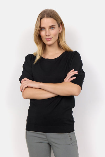 Soyaconcept Short Sleeve Knit Top in Black