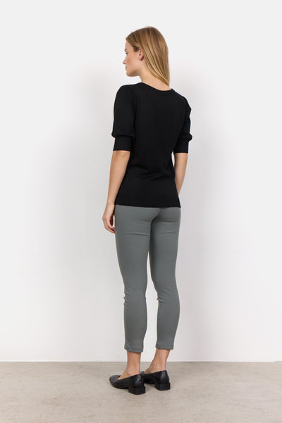 Soyaconcept Short Sleeve Knit Top in Black