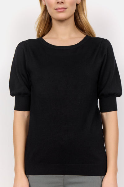 Soyaconcept Short Sleeve Knit Top in Black