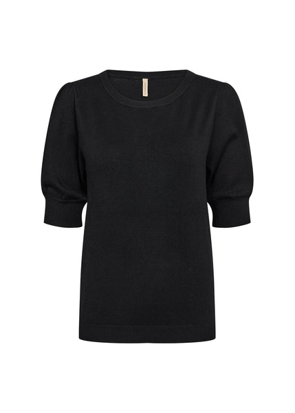 Soyaconcept Short Sleeve Knit Top in Black