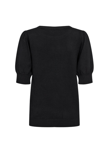 Soyaconcept Short Sleeve Knit Top in Black