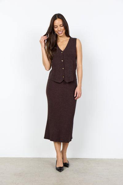 SOYACONCEPT Knitted Waistcoat in Chocolate