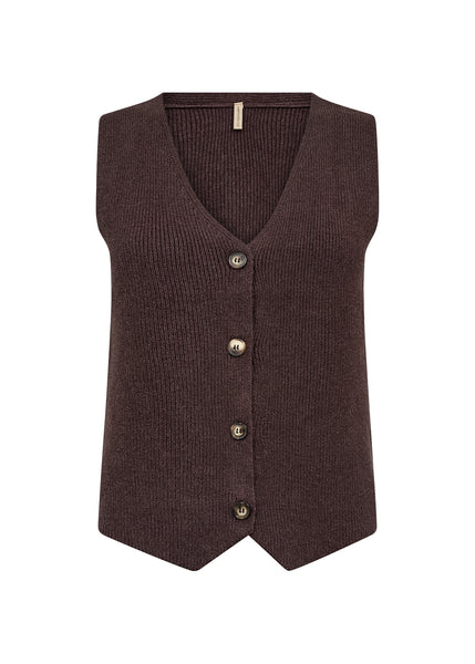 SOYACONCEPT Knitted Waistcoat in Chocolate