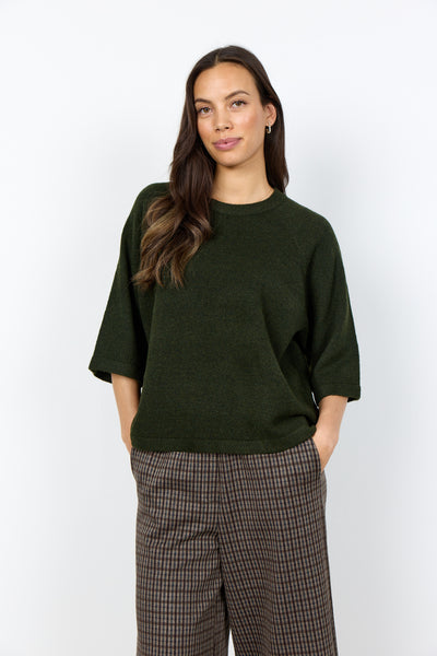 SOYACONCEPT 2/4 Sleeve Knit Jumper in Forest Green
