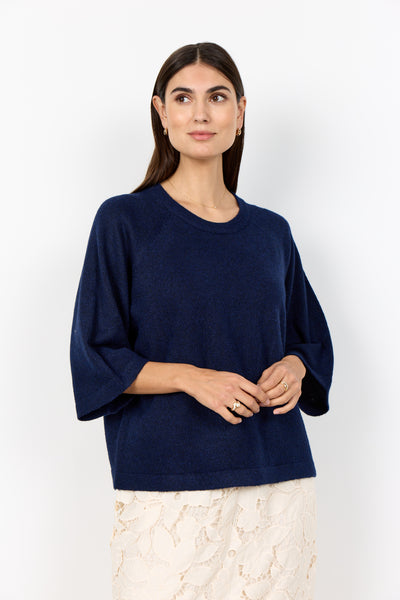 SOYACONCEPT 2/4 Sleeve Knit Jumper in Navy