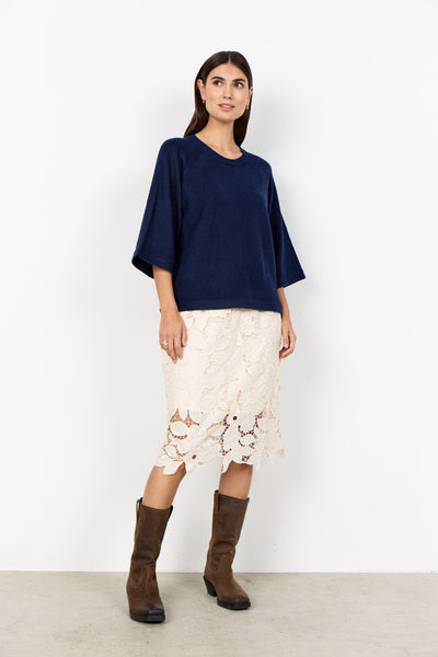 SOYACONCEPT 2/4 Sleeve Knit Jumper in Navy