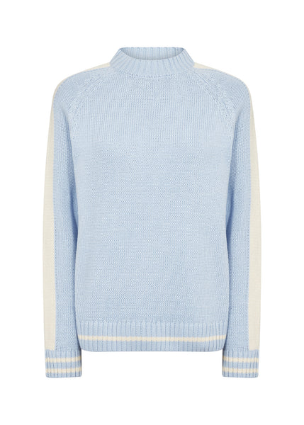 SOYACONCEPT O-Neck Jumper With Side Stripe in Blue