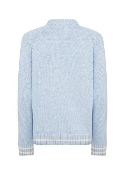 SOYACONCEPT O-Neck Jumper With Side Stripe in Blue