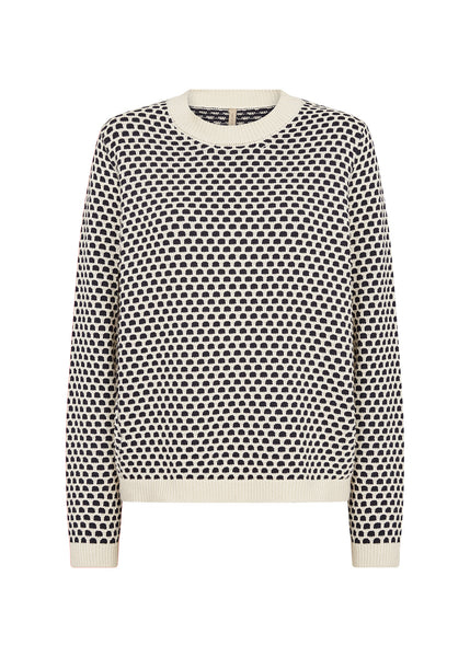 SOYACONCEPT Patterned Round Neck Jumper in Navy