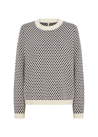 SOYACONCEPT Patterned Round Neck Jumper in Navy