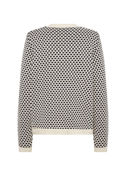 SOYACONCEPT Patterned Round Neck Jumper in Navy