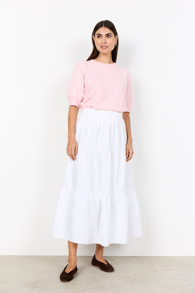 SOYACONCEPT 2/4 Puff Sleeve Knit Top in Pink
