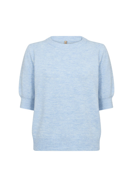 SOYACONCEPT 2/4 Puff Sleeve Knit Top in Blue