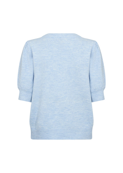 SOYACONCEPT 2/4 Puff Sleeve Knit Top in Blue