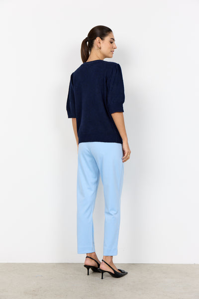 SOYACONCEPT 2/4 Puff Sleeve Knit Top in Navy