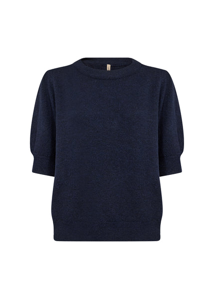 SOYACONCEPT 2/4 Puff Sleeve Knit Top in Navy