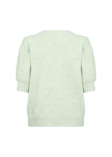 SOYACONCEPT 2/4 Puff Sleeve Knit Top in Green