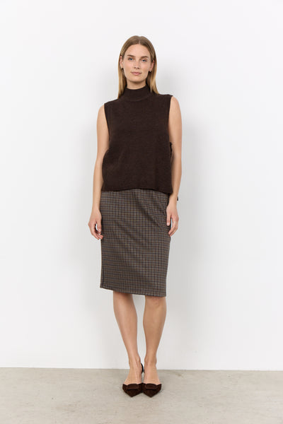 SOYACONCEPT Side Tie Knit Vest in Chocolate