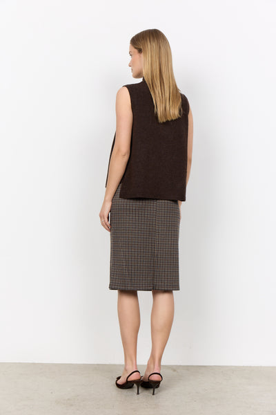 SOYACONCEPT Side Tie Knit Vest in Chocolate