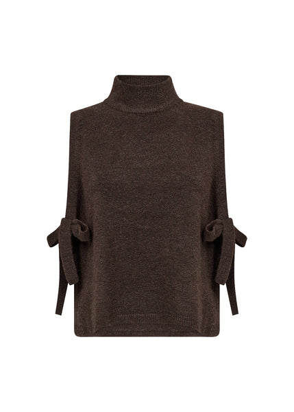 SOYACONCEPT Side Tie Knit Vest in Chocolate