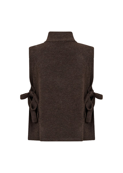 SOYACONCEPT Side Tie Knit Vest in Chocolate