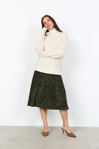 SOYACONCEPT High Neck Button Detail Knit Jumper in Cream