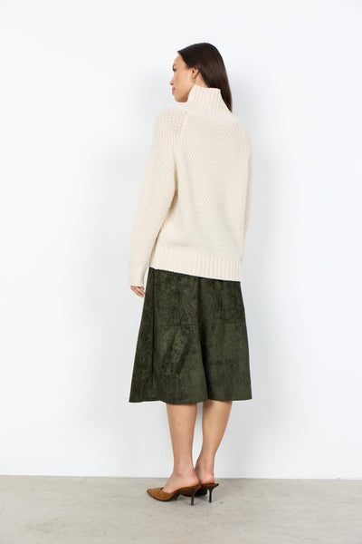 SOYACONCEPT High Neck Button Detail Knit Jumper in Cream