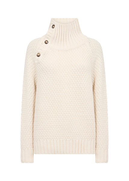 SOYACONCEPT High Neck Button Detail Knit Jumper in Cream