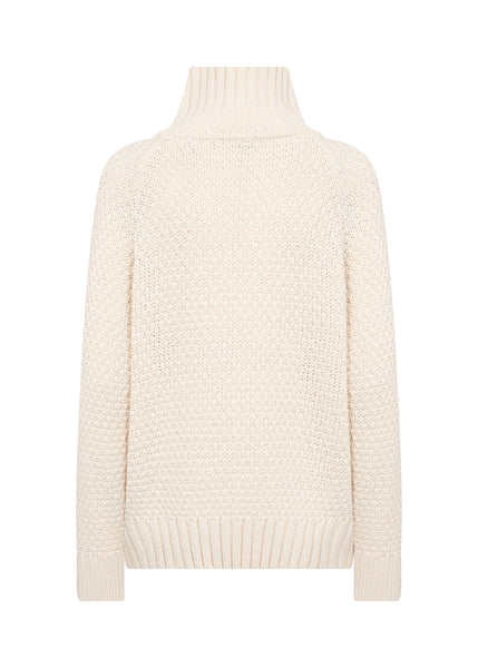 SOYACONCEPT High Neck Button Detail Knit Jumper in Cream