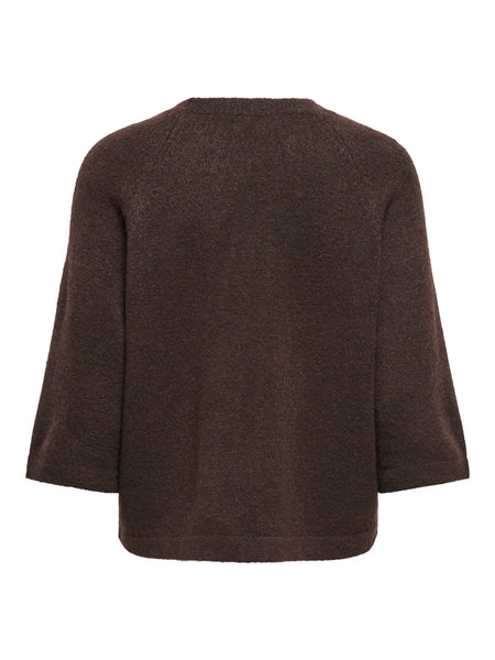 ONLY 3/4 Sleeve Knit Jumper in Brown