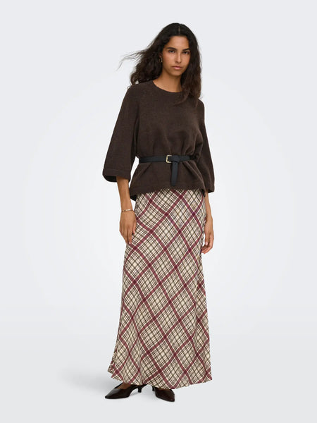 ONLY 3/4 Sleeve Knit Jumper in Brown