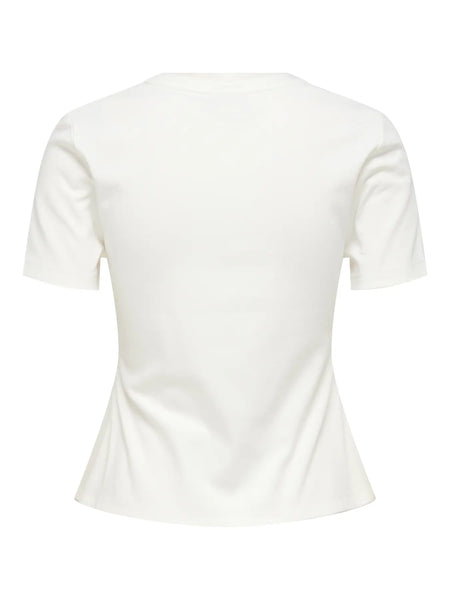 JDY Ruched Detail Short Sleeve Top in White