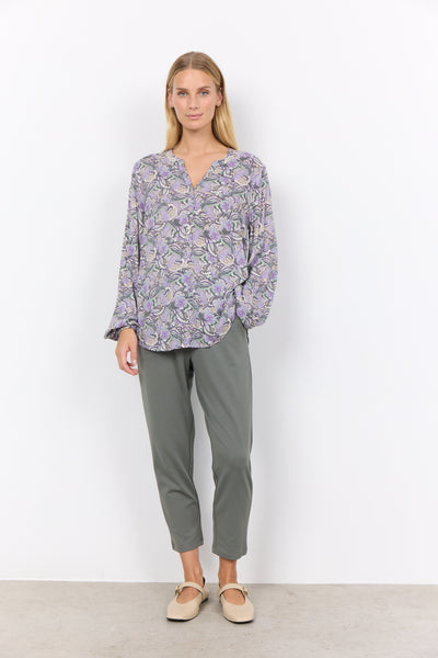 Soyaconcept Paisley Print V-Neck Top in Lilac