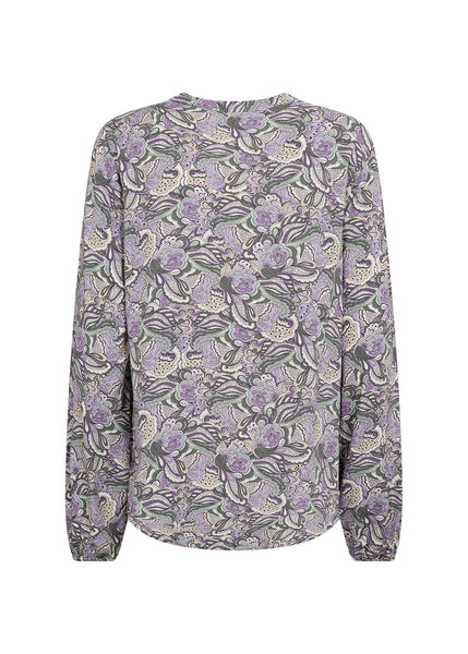 Soyaconcept Paisley Print V-Neck Top in Lilac