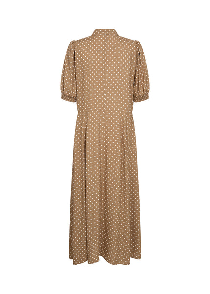 Soyaconcept Long Polka Dot Shirt Dress in Camel