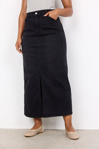 Soyaconcept Long Denim Skirt in Black