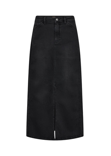 Soyaconcept Long Denim Skirt in Black