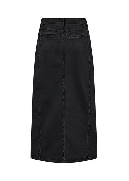 Soyaconcept Long Denim Skirt in Black