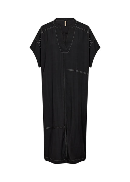 Soyaconcept Short Sleeve V-Neck Midi Dress in Black