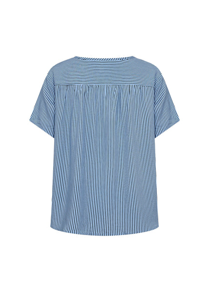 Soyaconcept Striped Short Sleeve Top in Blue