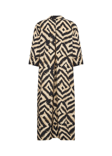 Soyaconcept Long Geometric Print Shirt Dress in Sand