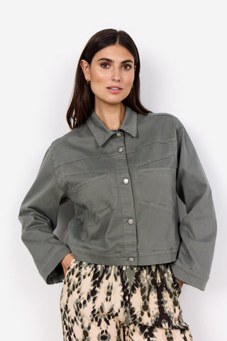 Soyaconcept Short Denim Jacket in Khaik