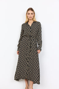 SOYACONCEPT Long Patterned Shirt Dress in Black