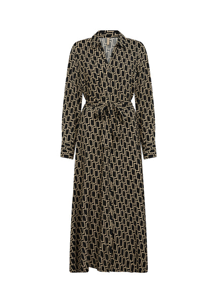 SOYACONCEPT Long Patterned Shirt Dress in Black