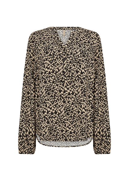 SOYACONCEPT Patterned V-Neck Blouse in Black